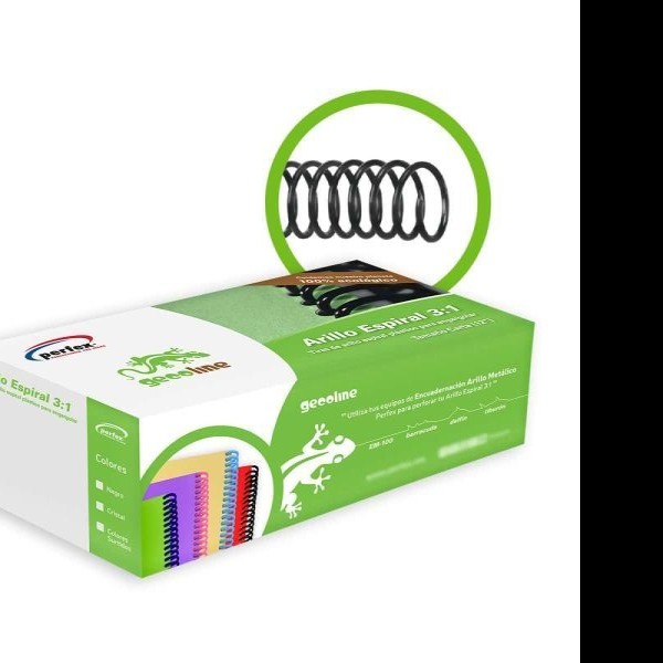 ARILLO PLAST. ESPIRAL 3:1 32MM NEGRO PERFEX CAJA C27 PZAS